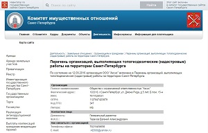 ООО 'Аксис' состоит в Перечне организаций, выполняющих топогеодезические (кадастровые) работы на территории Санкт-Петербурга